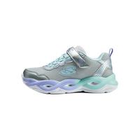 Skechers斯凯奇儿童鞋春秋女童休闲闪灯鞋时尚运动鞋303717L 银色/多彩色/SMLT 29