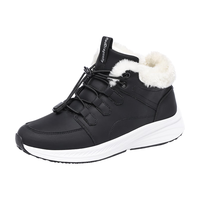 红蜻蜓 RED DRAGONFLY女鞋鞋高帮加绒保暖休闲鞋厚底老人鞋中老年鞋子 黑色加绒 35