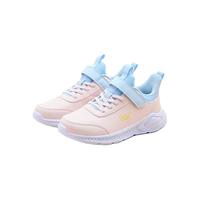 361°儿童运动鞋男童跑鞋中大童秋冬皮革轻便魔术贴女童休闲保暖运动鞋 【皮革】玫瑰水粉/水清蓝 35