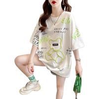 格逻依(GELUOYI) 短袖t恤女2024夏季韩版宽松中长款设计感百搭衣服女装 白色 XL 【135-165斤】