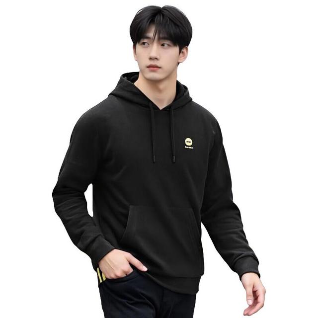 移动端、京东百亿补贴：adidas NEO男女连帽简约针织运动休闲套头衫卫衣 IK2454 黑色 L