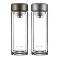SUPOR/苏泊尔 KC28DU10 耐热防烫 双层玻璃杯 过滤网 流光银 0.28L