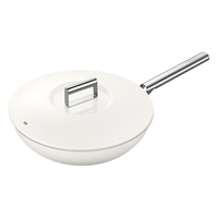 德世朗0涂层纯钛不粘锅炒锅无涂层家用炒菜锅电磁炉燃气通用32cm白 白色金属盖【高颜值炒锅】 32cm