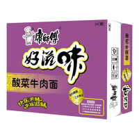 康师傅方便面好滋味泡面桶装整箱杯面桶面经典红烧牛肉香辣速食采购 酸菜牛肉面整箱【24袋】