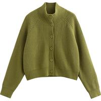 初语高领毛衣女2024年秋冬复古插肩袖厚暖毛织外套 苔藓绿 XL