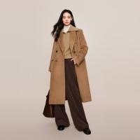 保暖服饰、限尺码：eifini 伊芙丽 羊毛羊驼毛混纺女士西装领羊毛呢大衣