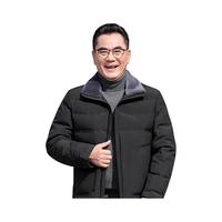 鸭鸭爸爸冬装羽绒服男中老年人加厚保暖羊羔毛领上衣中年男士外套 黑色 175/L(125-145斤)
