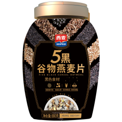 西麦 5黑谷物燕麦片880g桶装 谷物代餐即食营养早餐无添加蔗糖