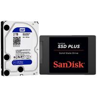 Western DigitalWD 西部数据 蓝盘2TB 机械硬盘 + 闪迪 120G 固态硬盘
