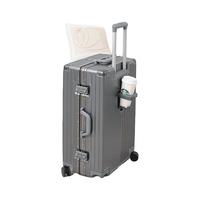 EAZZ升级行李箱铝框多功能架杯拉杆箱男女旅行箱拉链登机密码箱子皮箱 曜石灰【坚固铝框+可挂包】 26英寸 适合出国旅行