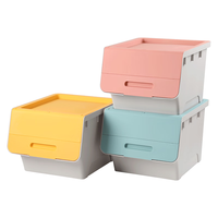 美丽雅侧开门收纳箱 衣服被子收纳柜化妆品零食收纳盒厨房收纳筐 3个装