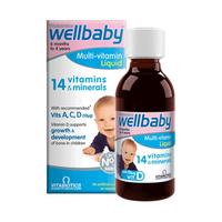 Vitabiotics 薇塔贝尔vc 婴幼儿维生素 wellbaby宝宝液体钙铁锌儿童复合多维d3营养英国进口口服液糖浆150ml