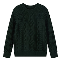 英氏（YEEHOO）儿童毛衣男女童针织衫冬季加厚毛衣保暖含羊毛冬装中大童装拜年服 复古绞花-墨绿 【软糯羊毛&厚款】 165