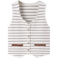 太平鸟 【条纹背心】春秋微弹针织衫女