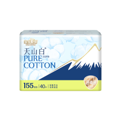 淘淘氧棉 卫生巾180迷你巾护垫量少纯棉 天山白日用整箱批发姨妈巾消毒级 天山白纯棉护垫155mm40片