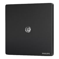 飞利浦（PHILIPS）开关插座86型正斜五孔暗装插座带开关S20哑光黑电脑空调插座面板 电视插座 弱电类