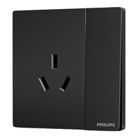 飞利浦（PHILIPS）开关插座86型正斜五孔暗装插座带开关S20哑光黑电脑空调插座面板 一开单控三孔(16A) 插座