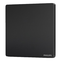 飞利浦(PHILIPS)开关插座86型正斜五孔暗装插座带开关S20哑光黑电脑空调插座面板 空白面板 弱电类