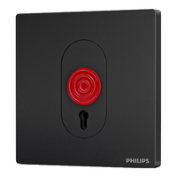 飞利浦（PHILIPS）开关插座86型正斜五孔暗装插座带开关S20哑光黑电脑空调插座面板 开关 弱电类