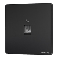飞利浦（PHILIPS）开关插座86型正斜五孔暗装插座带开关S20哑光黑电脑空调插座面板 电话插座 弱电类