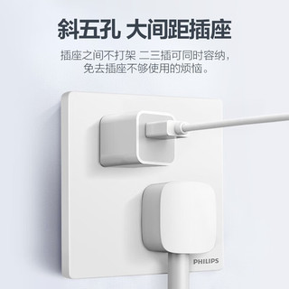 飞利浦（PHILIPS）开关插座面板昕绎家用86型大间距正斜五孔墙壁暗装电工电料开关 空白面板