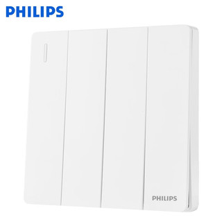 飞利浦（PHILIPS）开关插座面板昕绎家用86型大间距正斜五孔墙壁暗装电工电料开关 四开单控