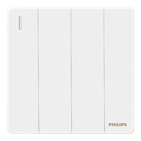 飞利浦(PHILIPS)开关插座面板昕绎家用86型大间距正斜五孔墙壁暗装电工电料开关 四开单控