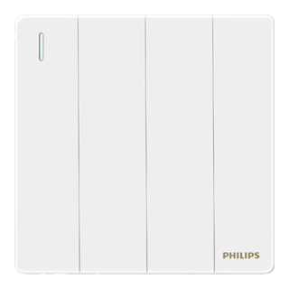 飞利浦（PHILIPS）开关插座面板昕绎家用86型大间距正斜五孔墙壁暗装电工电料开关 四开单控