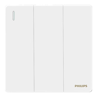飞利浦（PHILIPS）开关插座面板昕绎家用86型大间距正斜五孔墙壁暗装电工电料开关 三开单控