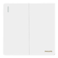飞利浦（PHILIPS）开关插座面板昕绎家用86型大间距正斜五孔墙壁暗装电工电料开关 双开单控