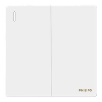 飞利浦（PHILIPS）开关插座面板昕绎家用86型大间距正斜五孔墙壁暗装电工电料开关 二开中途(二开多控)