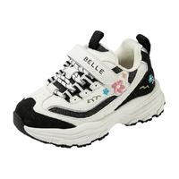 百丽童鞋女童老爹鞋甜美刺绣休闲鞋2024秋季儿童运动鞋跑步鞋
