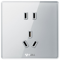 公牛 开关插座86型暗装家用空调电脑网络插座防刮亚克力面板G50满月银 正五孔