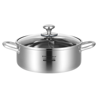 荣事达（Royalstar）火锅鸳鸯锅特厚304不锈钢汤锅涮锅家用大容量火锅电磁炉燃气通用 【加厚304三层钢鸳鸯火锅】 30cm