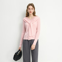 秋水伊人通勤百搭针织开衫2025年秋冬女软糯格雷系时髦外套 米粉 S