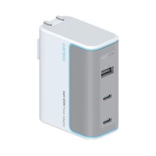 酷态科 超级闪充 氮化镓三口充电器  三口（Type-C+USB-A口） 线充套装 银滩白 120W