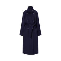 BCBGMAXAZRIA 【100%初剪羊毛】经典插肩袖双排扣立领大衣外套25秋冬