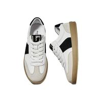 皓顿（HAUT TON）德训鞋男头层牛皮复古低帮板鞋休闲运动鞋时尚百搭男鞋 白黑色 41 适合运动鞋42码