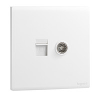 罗格朗（LEGRAND）开关插座 简悦系列陶瓷白色 86型插座 电脑+普通电视插座（六类）