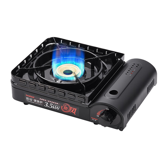 岩谷 Iwatani 户外双重防风卡式炉便携炉露营3.5kW强劲火力ZKZ-2F款黑色