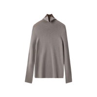 网易严选 100%美利奴羊毛无缝一体毛衣打底衫羊 高领可机洗-灰驼拼色 升级款 M （165/84A）