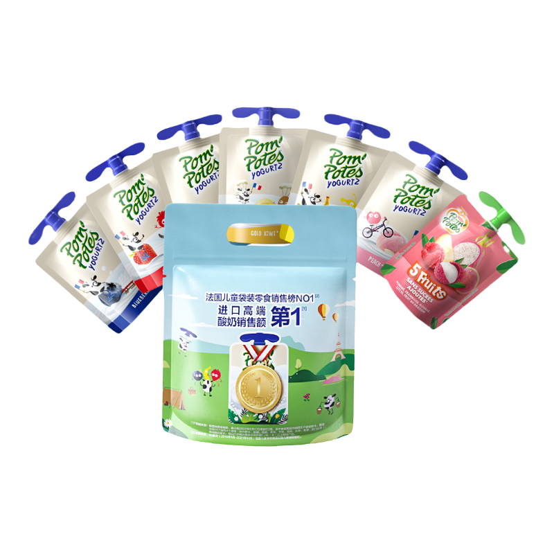 POM'POTES 法优乐 儿童常温酸奶 法国宝宝果泥零食口味各1袋