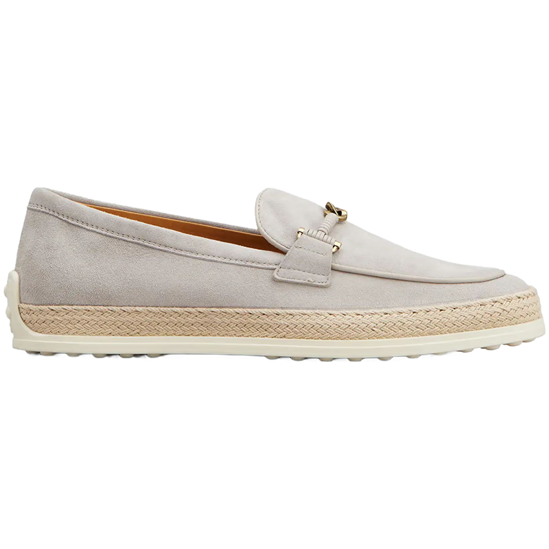 托德斯TOD'S【秋冬特惠】TOD'S女士TIMELESS SLIM双T扣绒面皮革乐福鞋 灰色 38