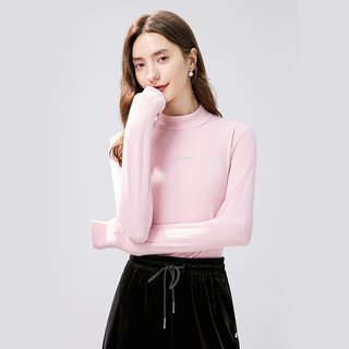 秋水伊人基础款内搭长袖T恤2025秋冬女时尚半高领百搭打底衫 粉红 XL