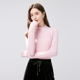 秋水伊人基础款内搭长袖T恤2025秋冬女时尚半高领百搭打底衫 粉红 XL
