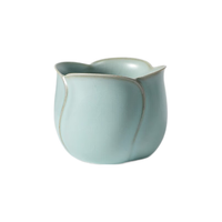 东道汝窑茶杯河南非遗陶瓷主人杯开片可养 纪念馆藏款礼赠佳品 100ml