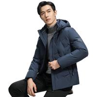 鸭鸭(YAYA)羽绒服男短款连帽立领厚款保暖青年冬季工装外套 藏青 XL 180 (125-140斤)