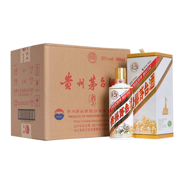 MOUTAI 茅台粤五羊53%vol 酱香型白酒500ml*6瓶整箱【报价价格评测怎么