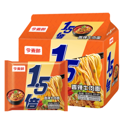 今麦郎 方便面泡面袋装 1.5倍速食宵夜香辣牛肉拉面五连包130g*5袋
