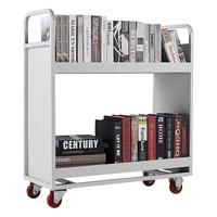 钱柜 图书馆书车学校书店手推车档案室移动静音小推车 二层平板-带护边